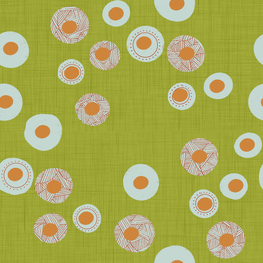 Cozy Scandi Folk Dot Floral Olive Chartreuse - Craft Circle Wallpaper⁠