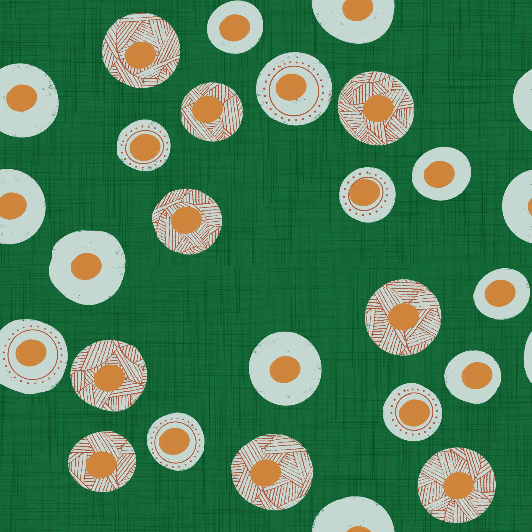Cozy Scandi Folk Dot Floral Forest Green - Craft Circle Wallpaper⁠