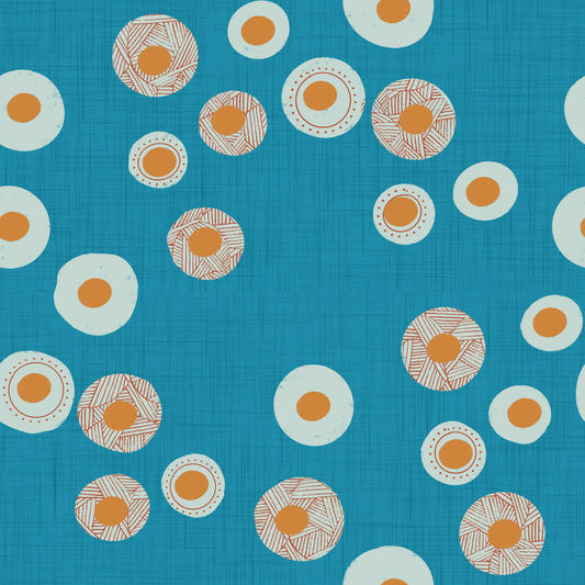 Cozy Scandi Folk Dot Floral Nordic Teal - Craft Circle Wallpaper⁠