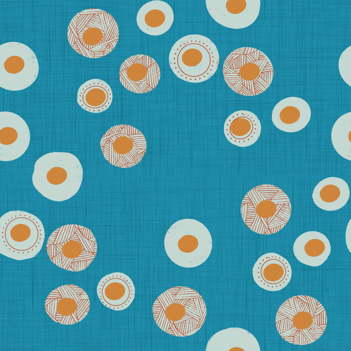 Cozy Scandi Folk Dot Floral Nordic Teal - Craft Circle Wallpaper⁠ in your room