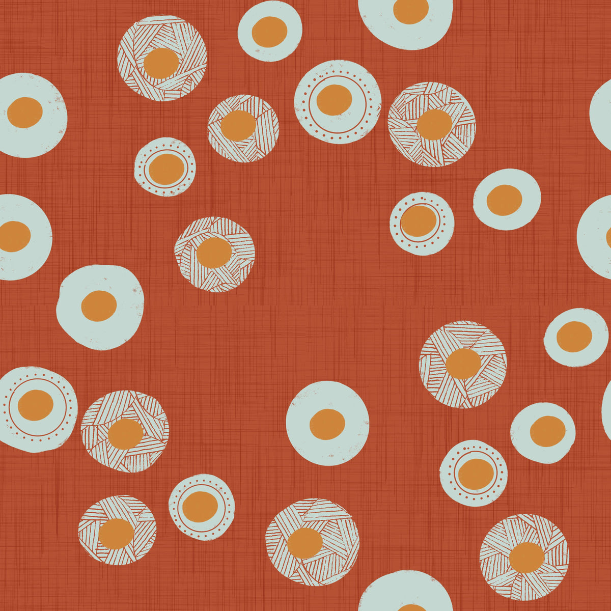 Cozy Scandi Folk Dot Floral Burnt Terracotta - Craft Circle Wallpaper⁠ in your room — zoomed