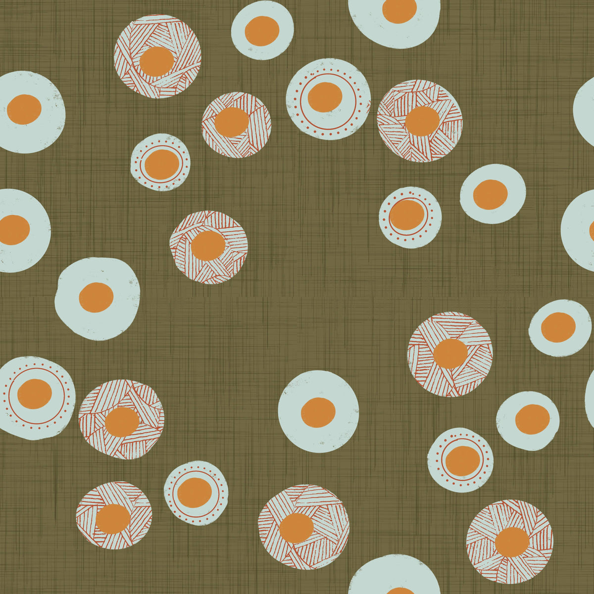 Cozy Scandi Folk Dot Floral Earthy Olive - Craft Circle Wallpaper⁠ in your room