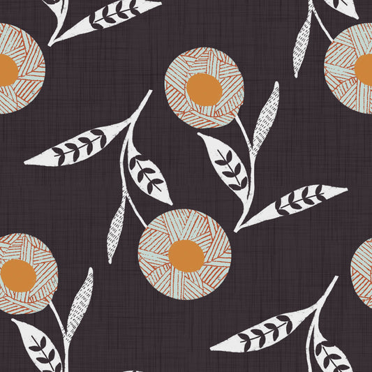 Cozy Scandi Flower Charcoal - Craft Botanical Wallpaper⁠