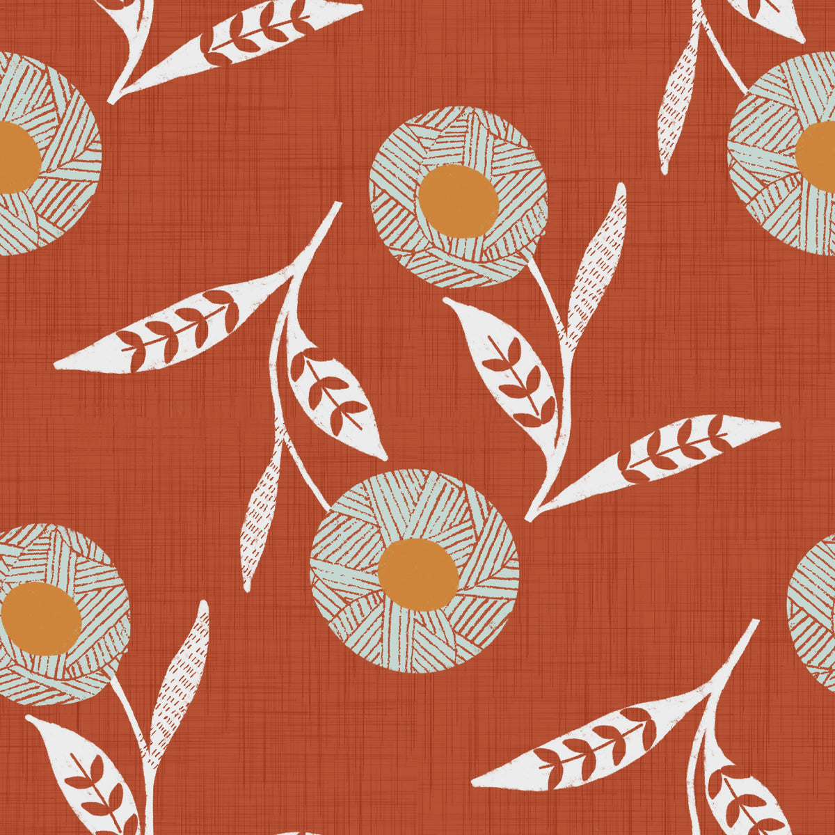 Cozy Scandi Flower  Burnt Terracotta - Craft Botanical Wallpaper⁠ in your room — zoomed