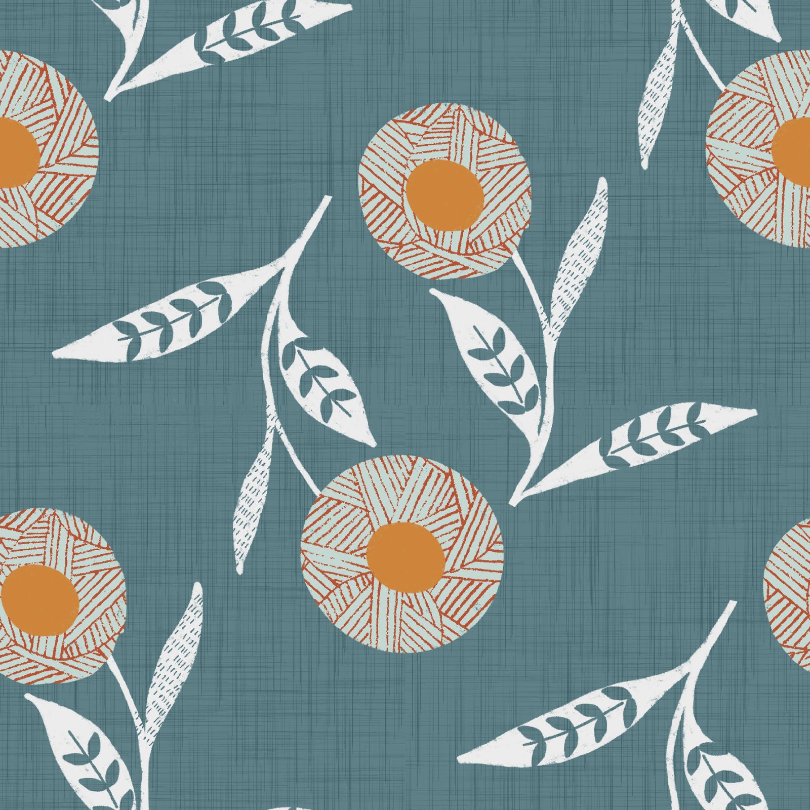 Cozy Scandi Flower Nordic Blue Grey - Craft Botanical Wallpaper⁠ in your room
