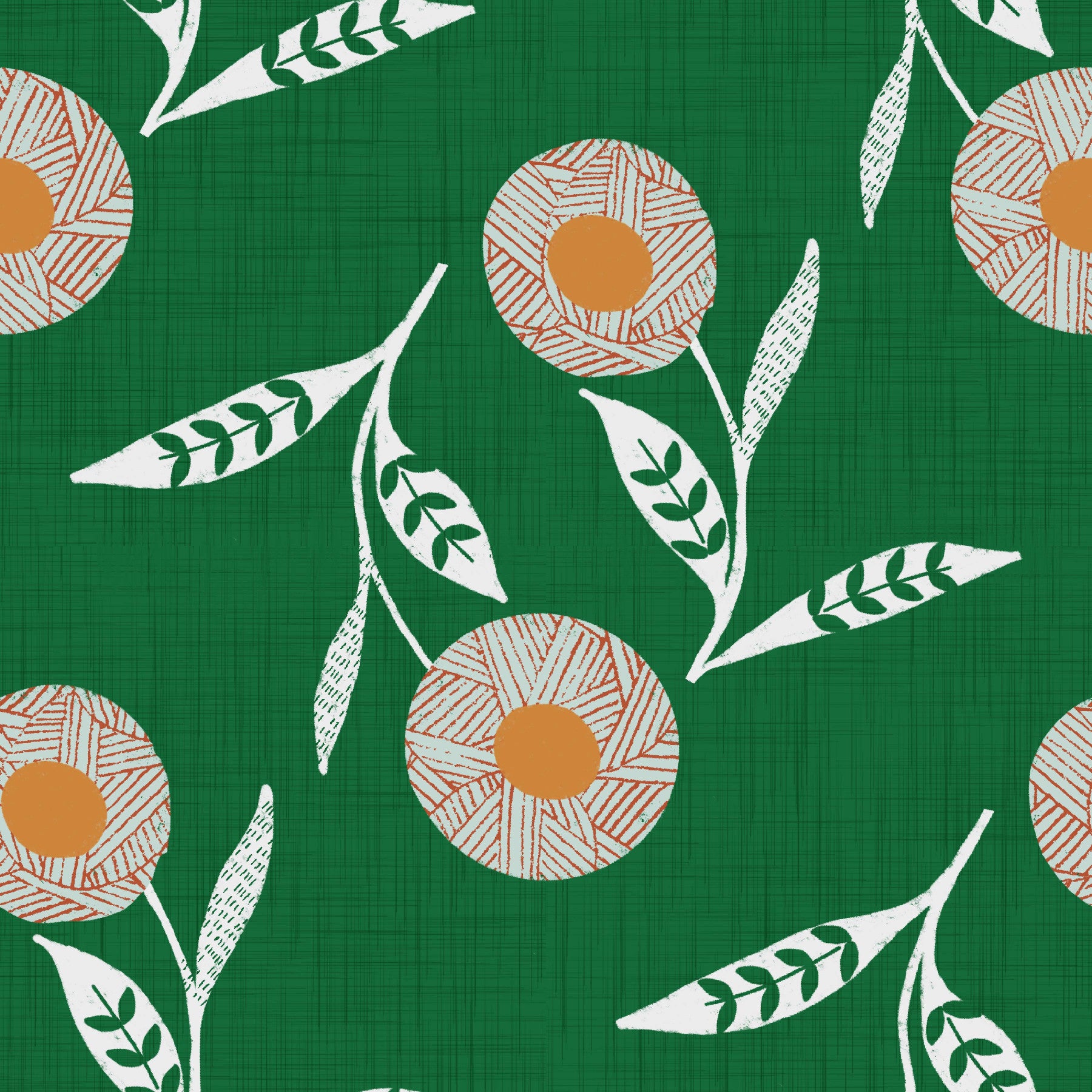Cozy Scandi Flower Forest Green - Craft Botanical Wallpaper⁠