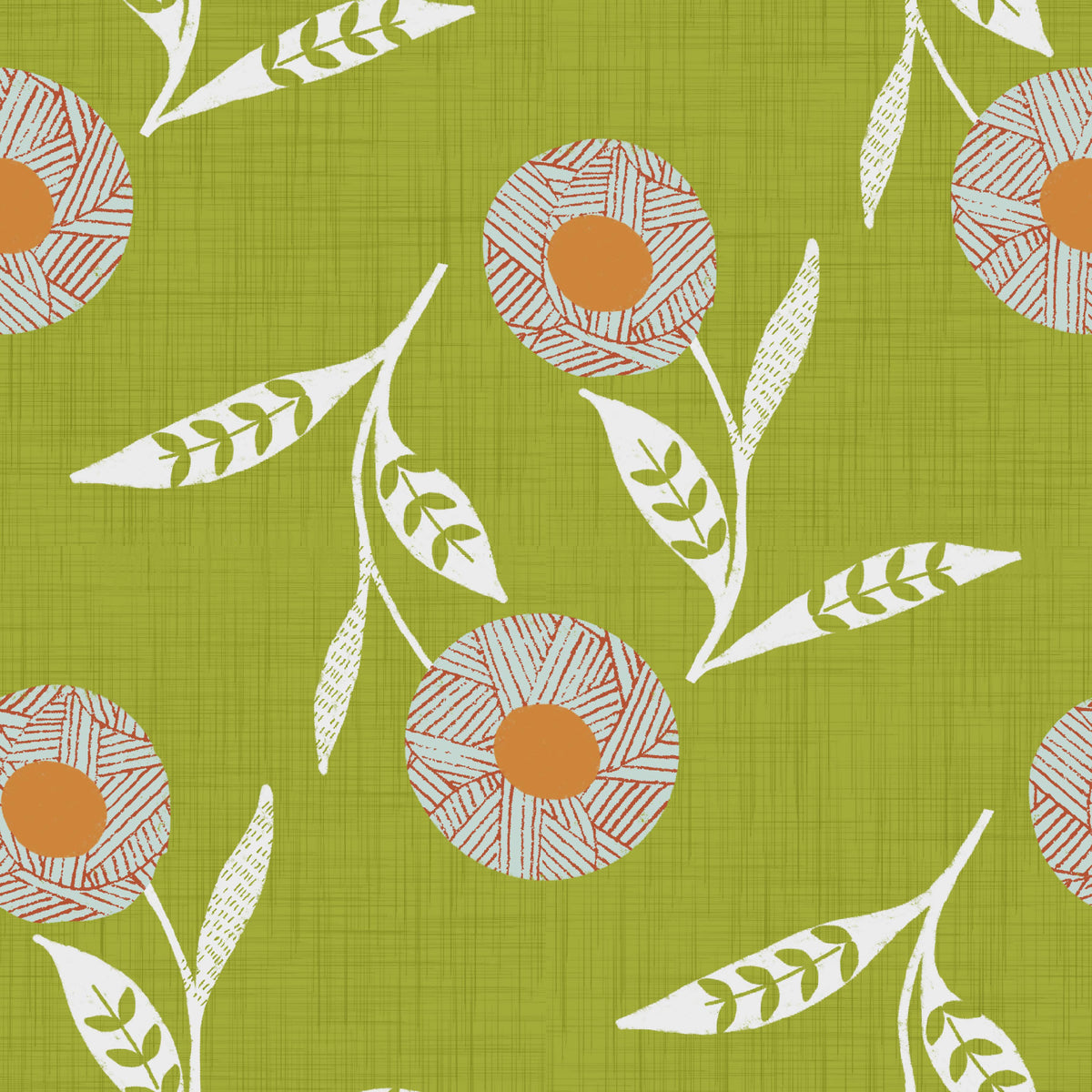 Cozy Scandi Flower Olive Chartreuse - Craft Botanical Wallpaper⁠ in your room