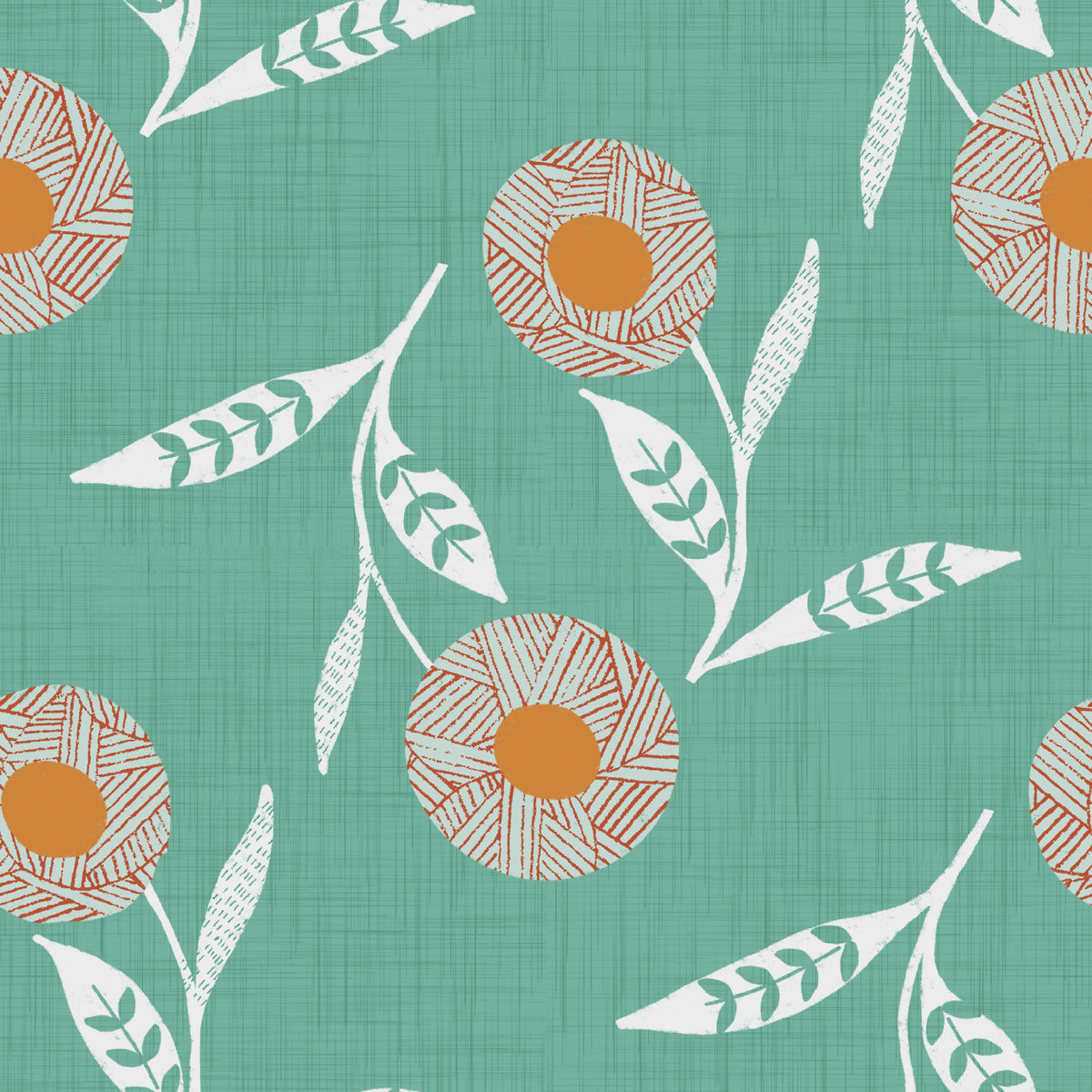 Cozy Scandi Flower Sage Mint - Craft Botanical Wallpaper⁠ in your room — zoomed