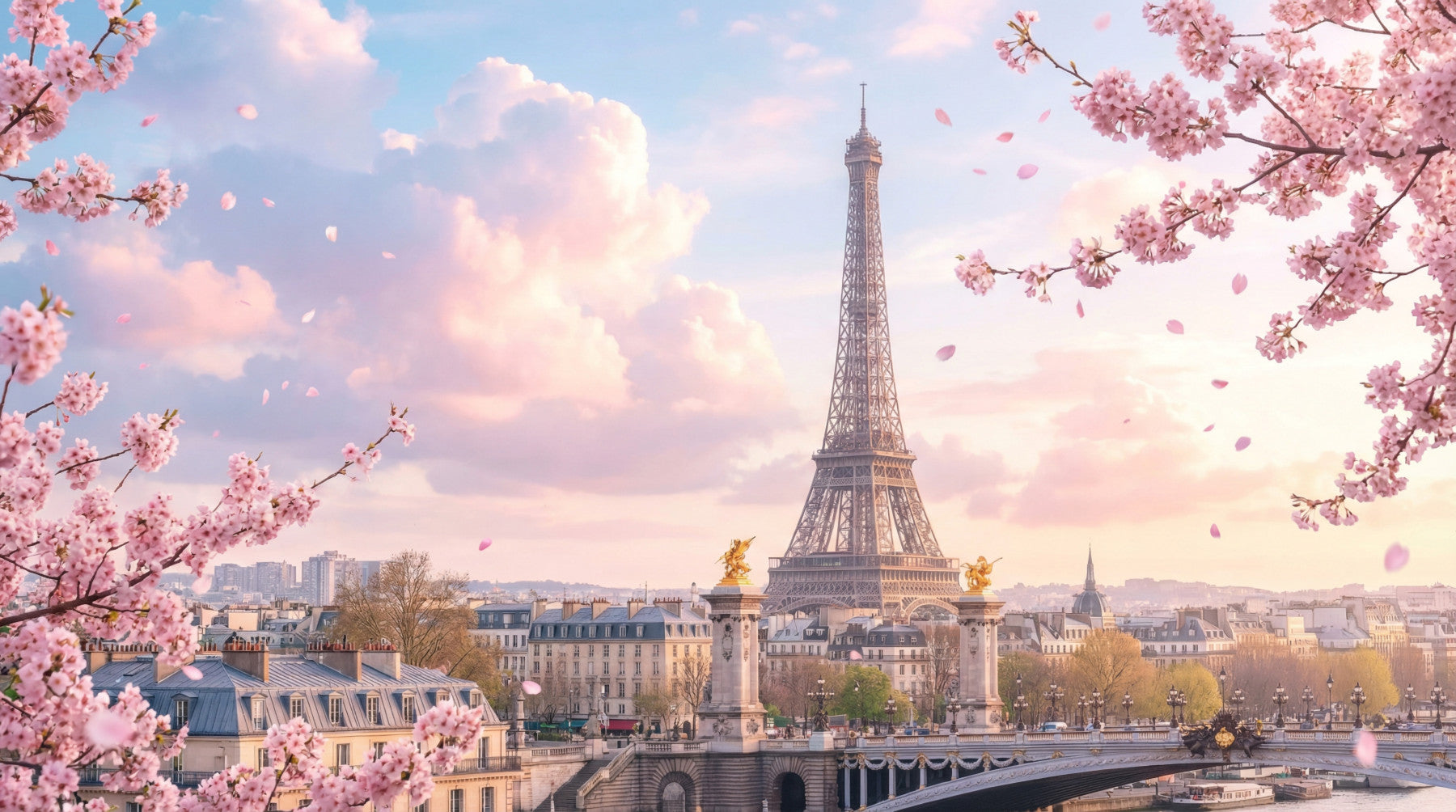 Parisian Sakura Wall Mural