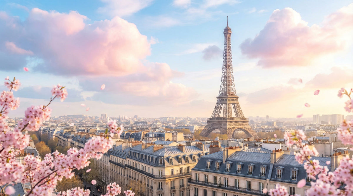 Eiffel Bloom Wall Mural in your room — zoomed