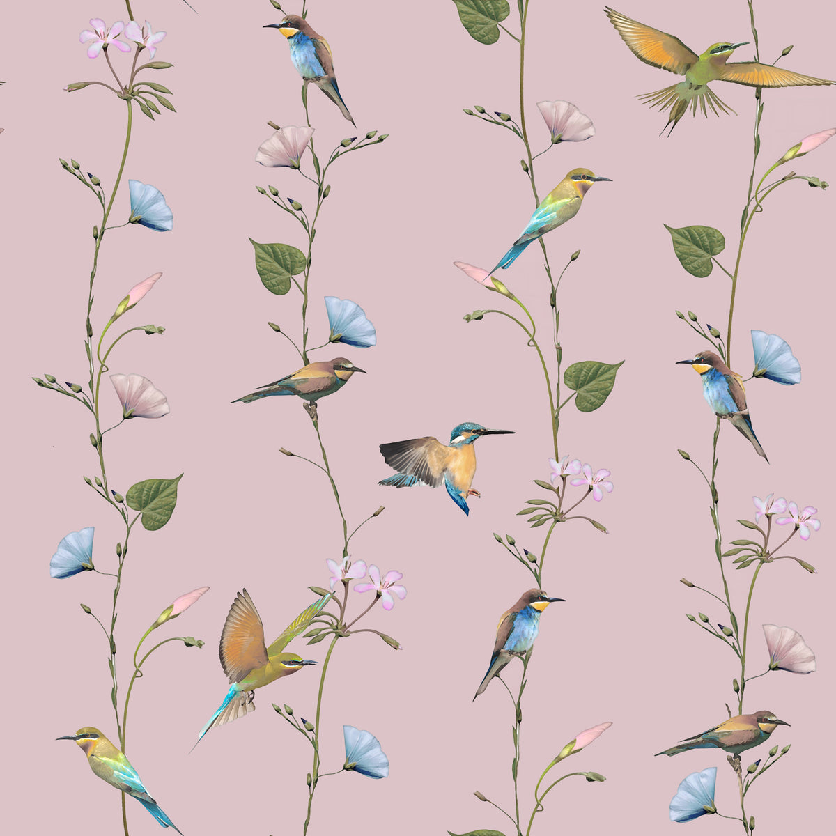 Charming Birds and Wildflowers Wallpaper⁠ in your room
