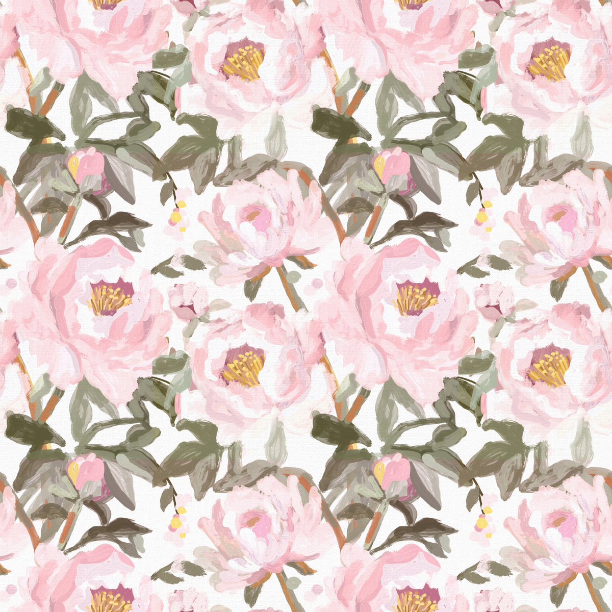 Vintage Oil Painted Pink Peonies with Soft Romantic Petals Wallpaper⁠ in your room