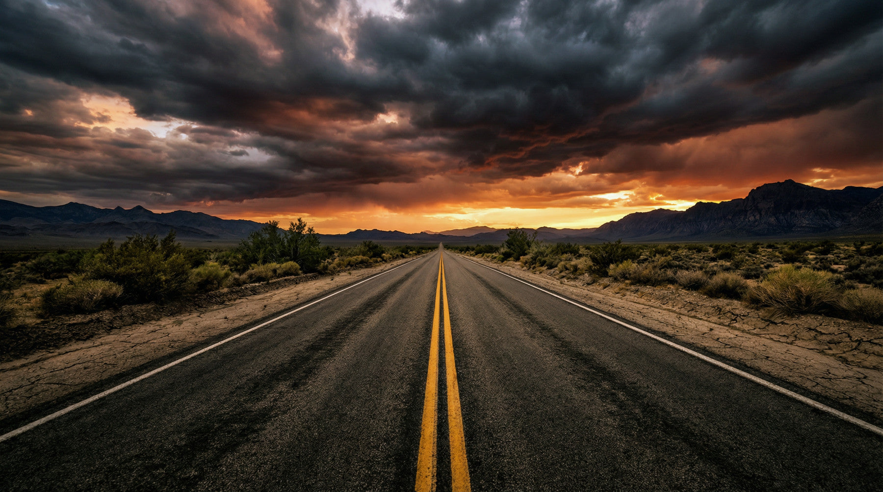 Desert Road Dusk Wall Mural