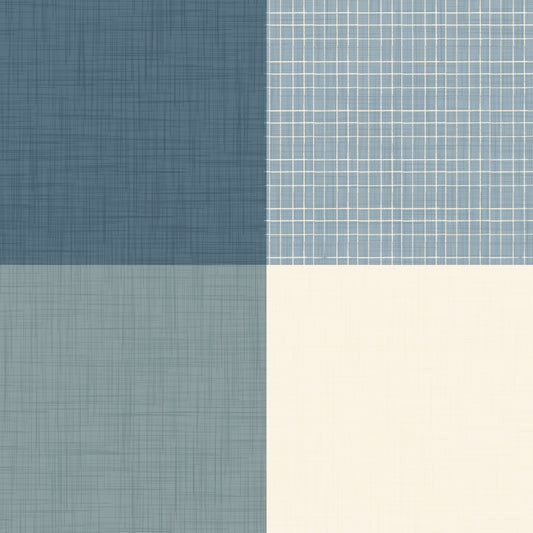 Gingham Dusty Blue Linen Texture Country  Wallpaper⁠