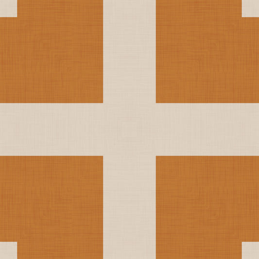 Geometric Grid Blocks Terracotta Cream Wallpaper⁠