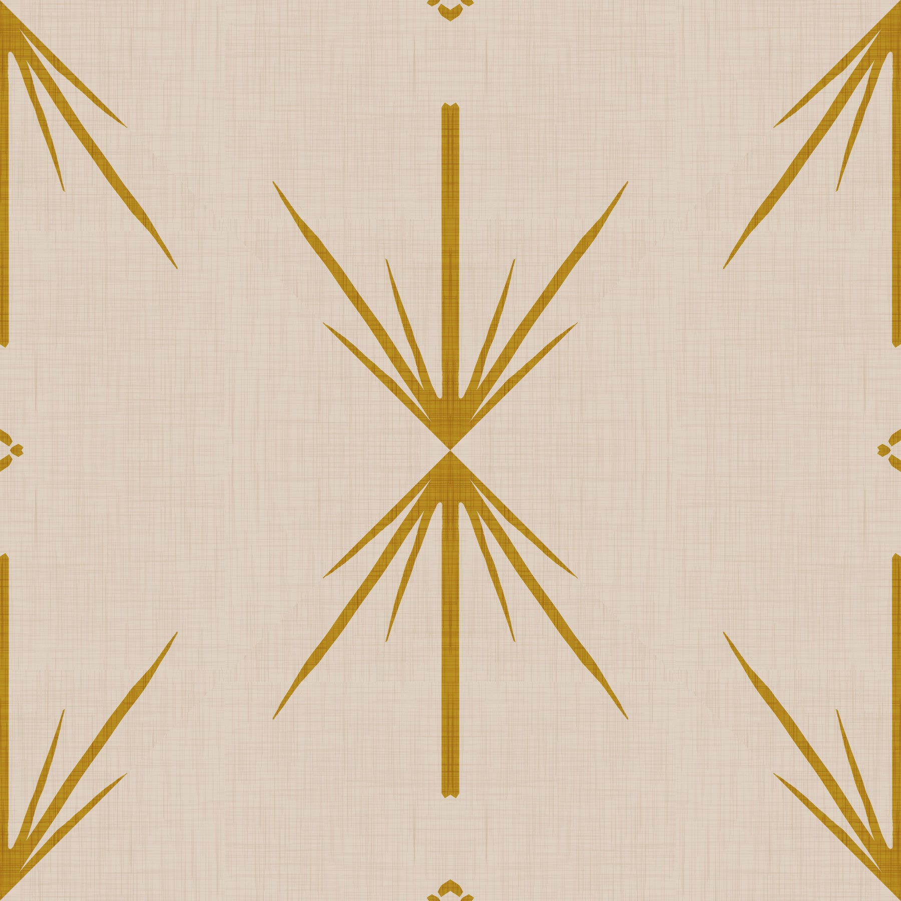 Mid Century Modern Atomic Starburst Cross Mustard Wallpaper⁠