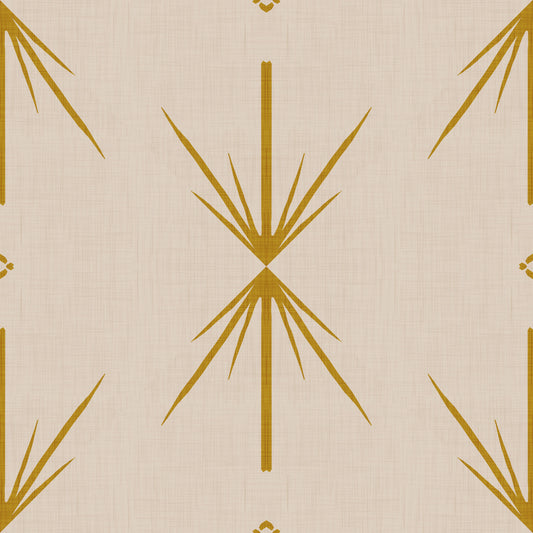 Mid Century Modern Atomic Starburst Cross Mustard Wallpaper⁠