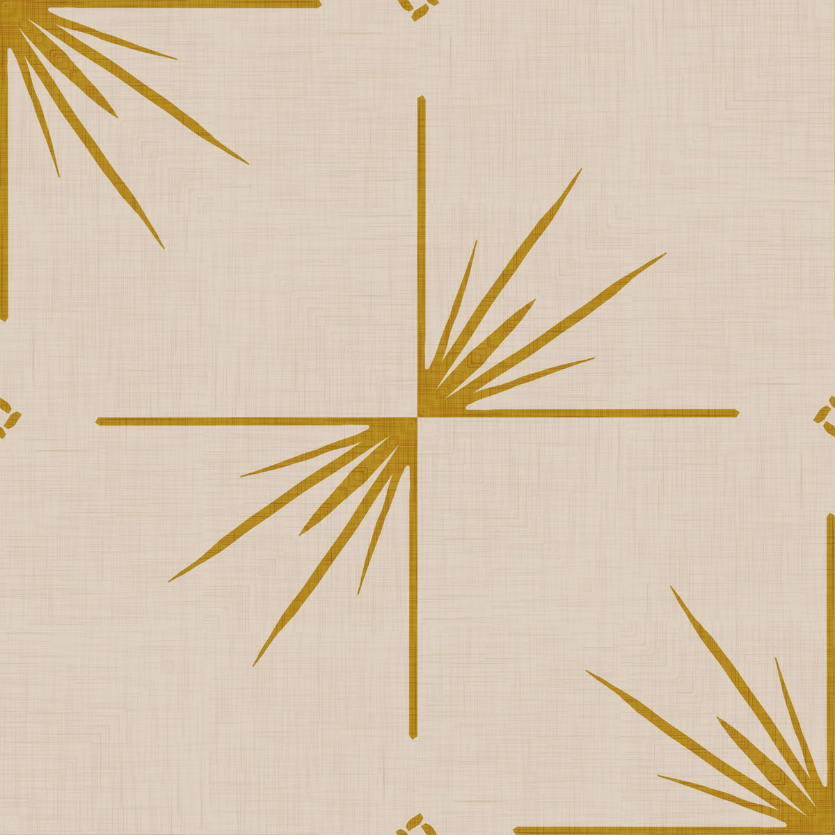 Mid Century Modern Starburst Cross Mustard Cream Wallpaper⁠ in your room — zoomed