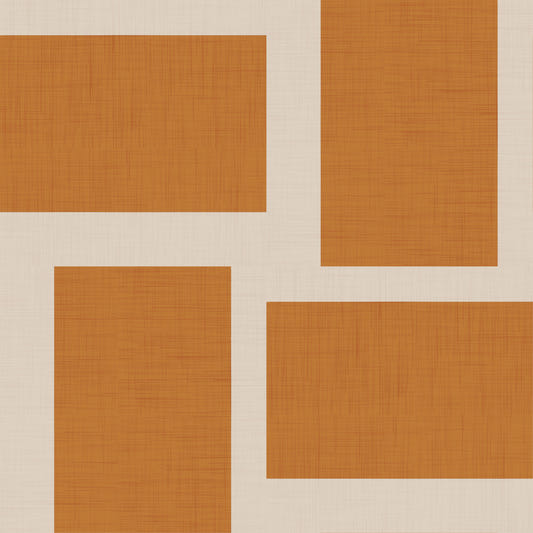 Modern Geometric Color Block Terracotta Cream Wallpaper⁠