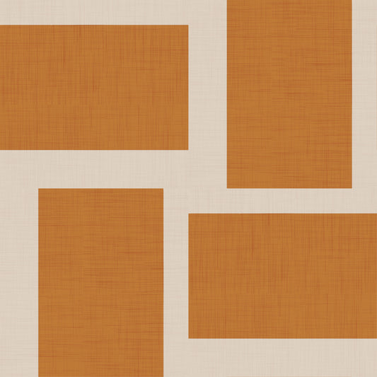 Modern Geometric Color Block Terracotta Cream Wallpaper⁠