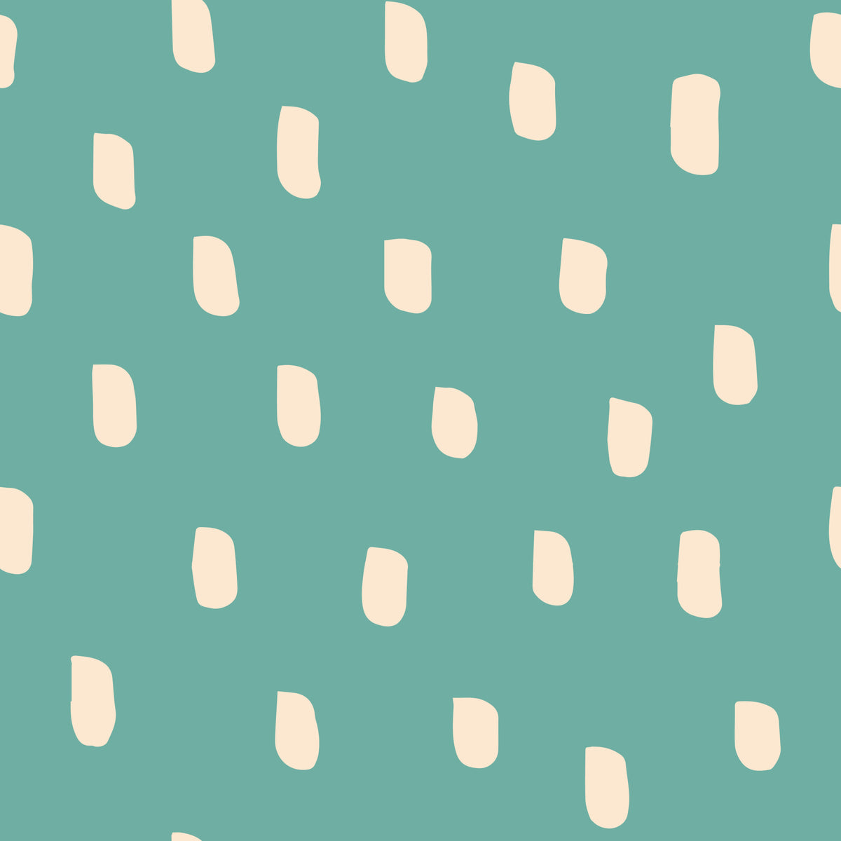 Mid Mod Wildflower Dots - Teal Beige Wallpaper⁠