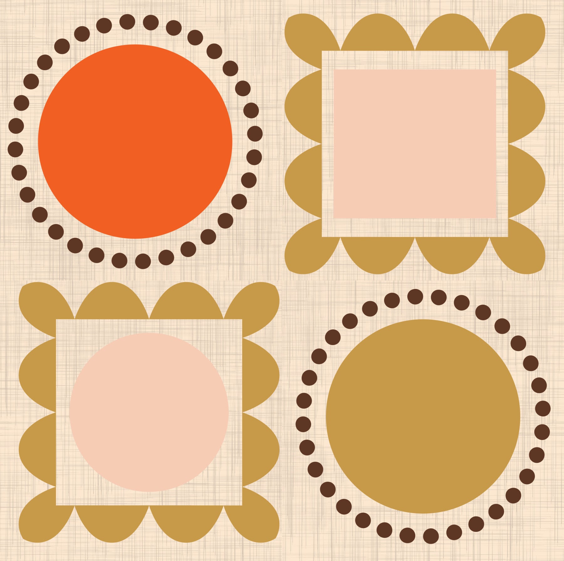 Mid Mod Pictures Frames - Beige Pink Ocher  Wallpaper⁠