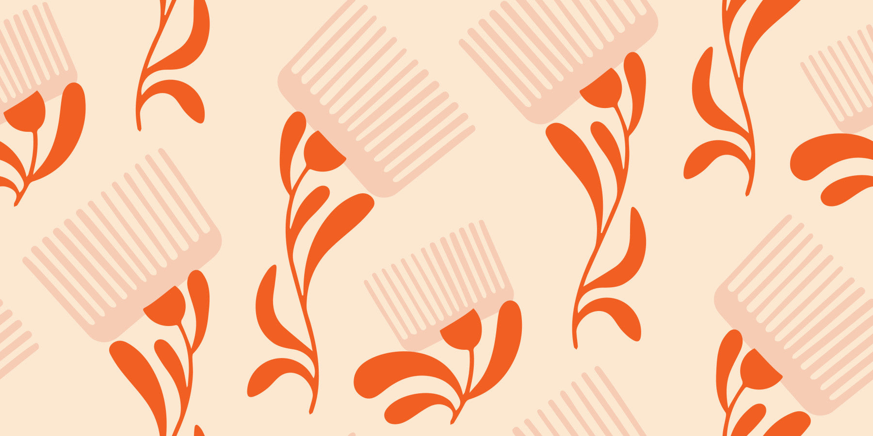 Mid Mod Wildflower Comb - Beige Terracotta  Wallpaper⁠