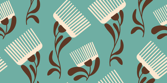 Mid Mod Wildflower Comb - Teal Beige  Wallpaper⁠