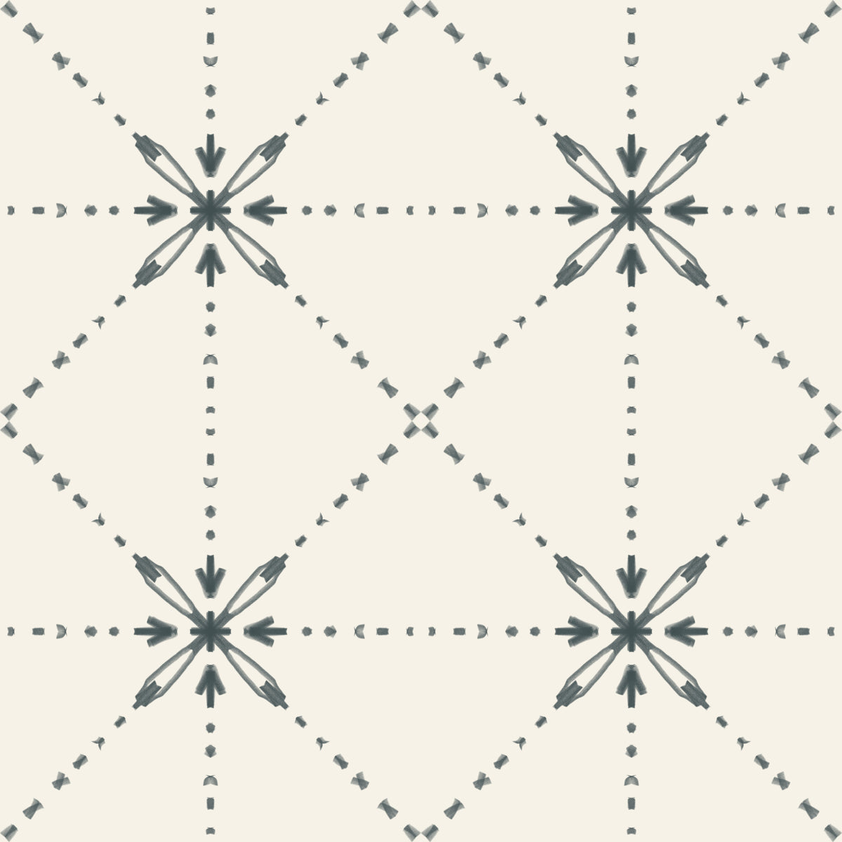 Sashiko Hana-Goshi - Latticed Flower Stitch Outer Space Wallpaper⁠ in your room
