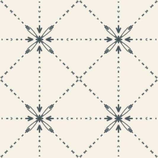 Sashiko Hana-Goshi - Latticed Flower Stitch Outer Space Wallpaper⁠