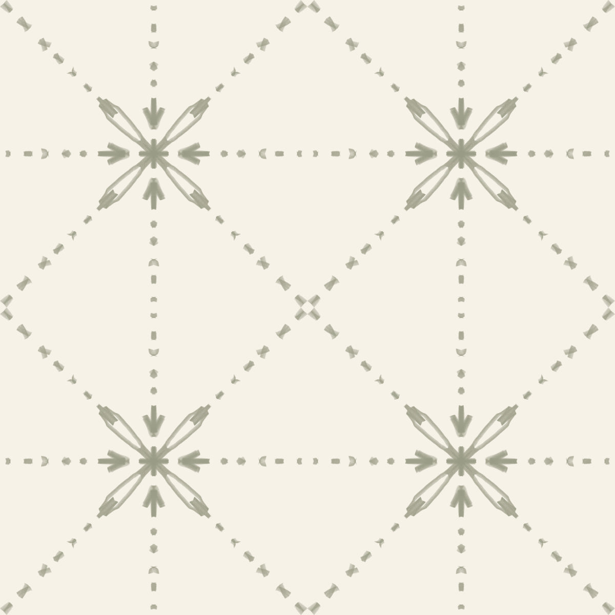 Sashiko Hana-Goshi - Latticed Flower Stitch Sage Wallpaper⁠ in your room — zoomed