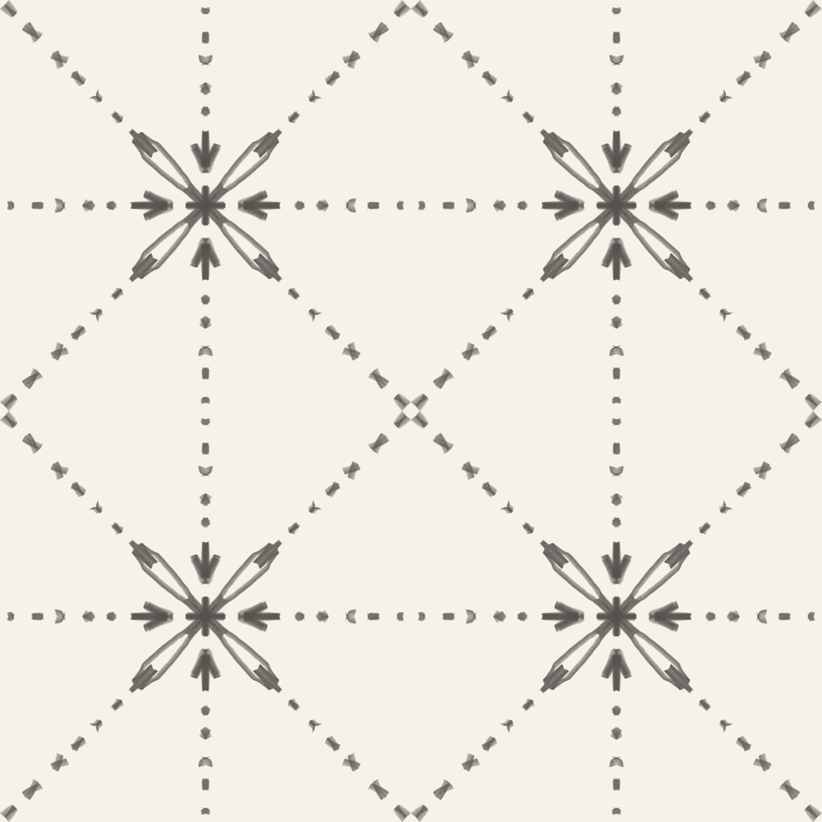 Sashiko Hana-Goshi - Latticed Flower Stitch Silhouette Wallpaper⁠ in your room
