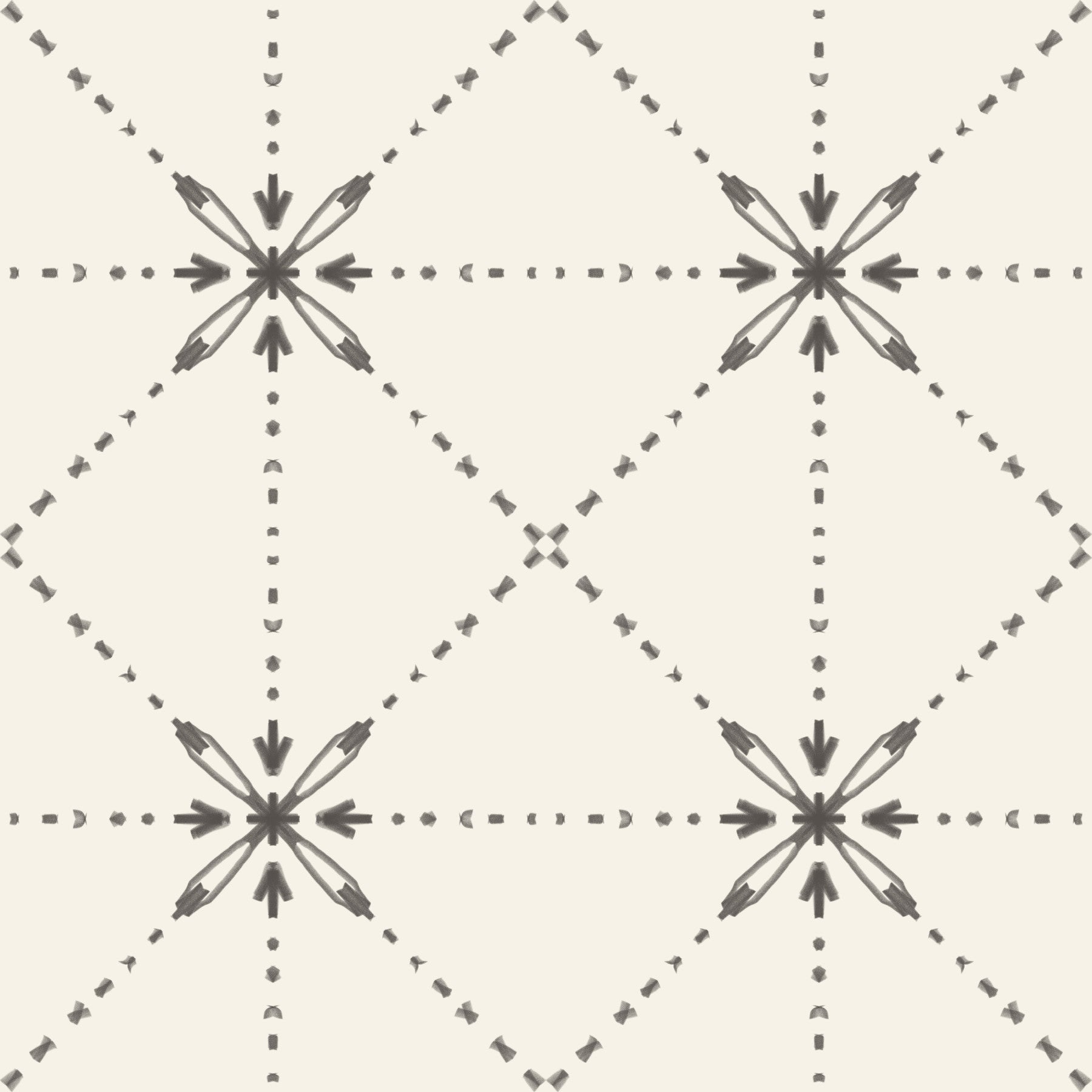 Sashiko Hana-Goshi - Latticed Flower Stitch Silhouette Wallpaper⁠