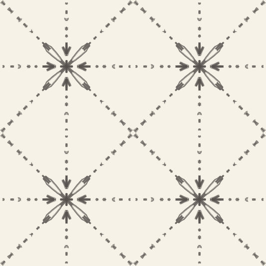 Sashiko Hana-Goshi - Latticed Flower Stitch Silhouette Wallpaper⁠
