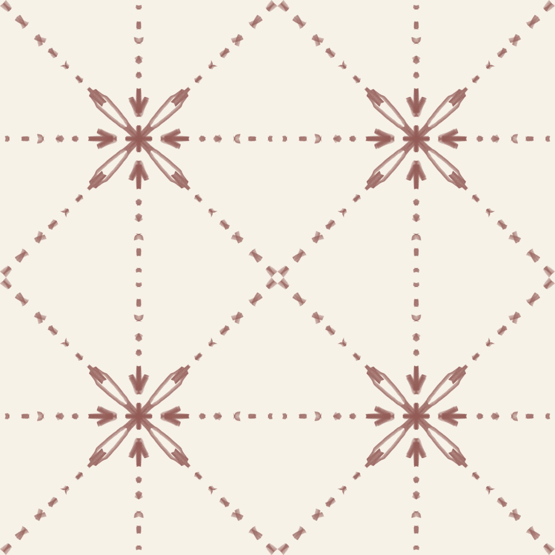 Sashiko Hana-Goshi - Latticed Flower Stitch Terracotta Wallpaper⁠ in your room — zoomed