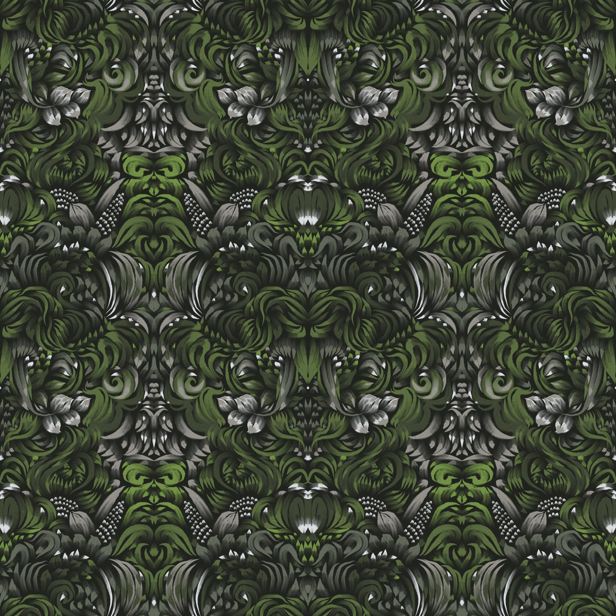 Verdant Damask Jungle Tapestry style Green Forest Wallpaper⁠ in your room