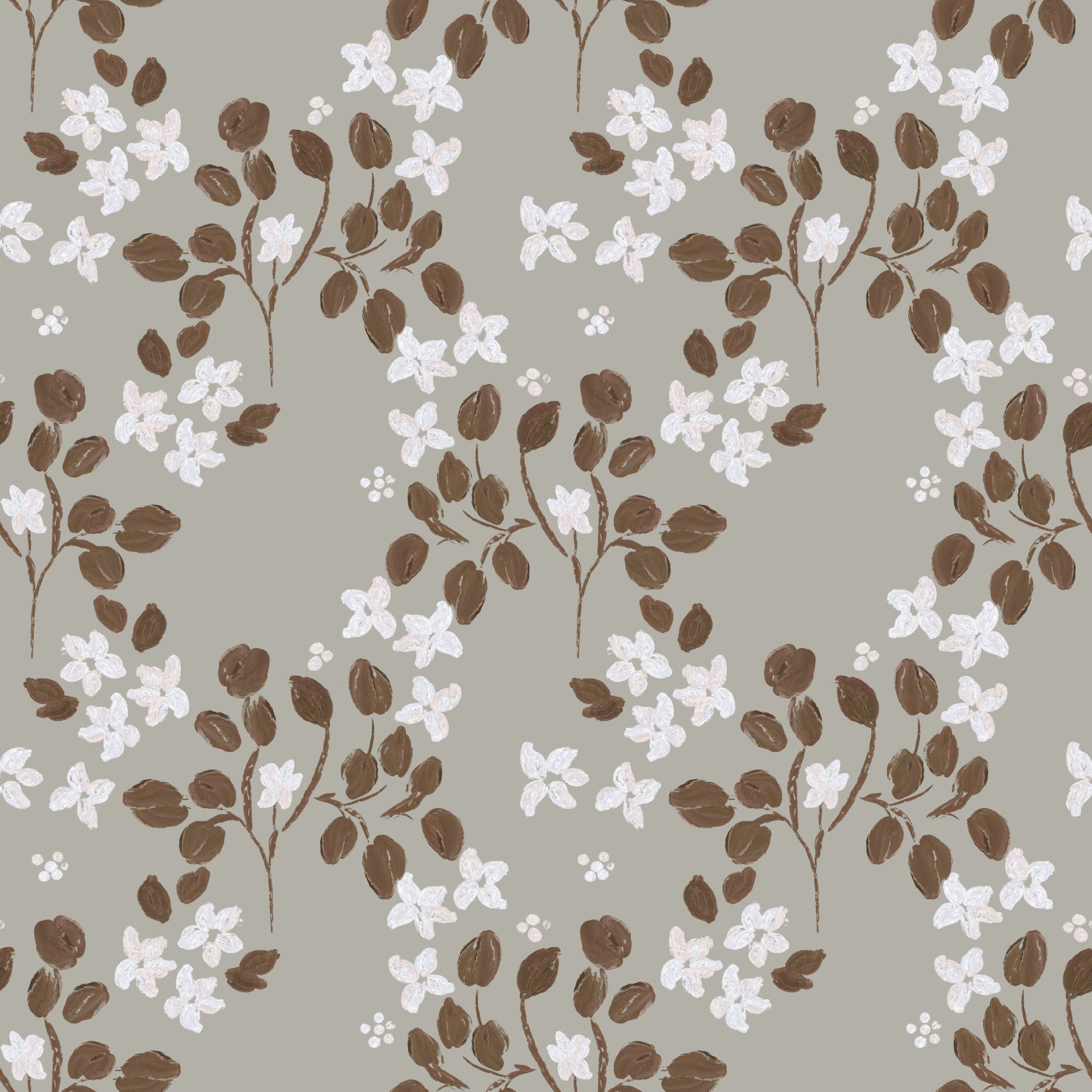 Neutral Bloom Rustic Grey white oil painted Pattern Wallpaper⁠