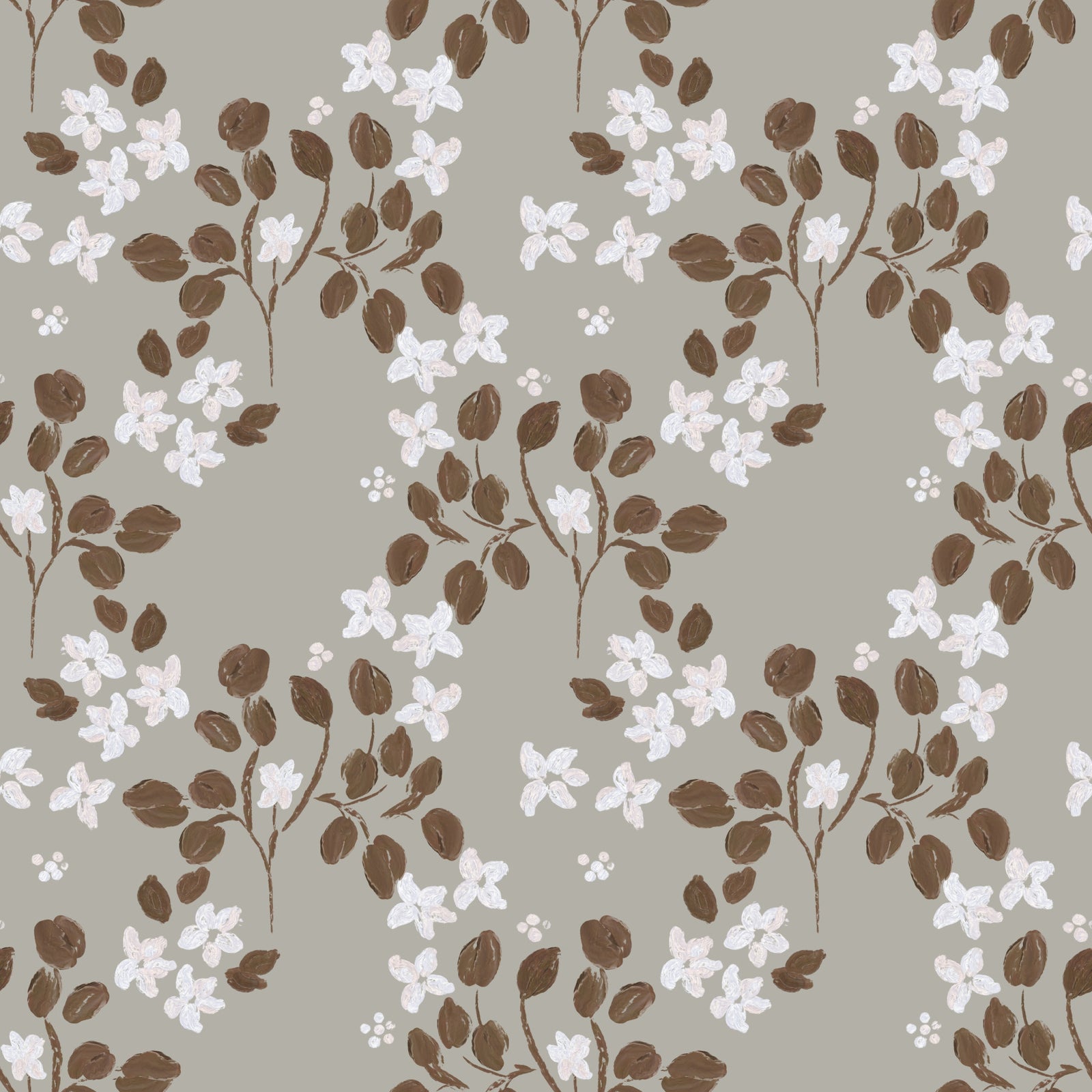 Neutral Bloom Rustic Grey white oil painted Pattern Wallpaper⁠