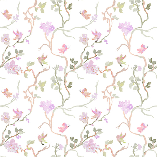 Floral Flight Chinoiserie Dreamy Birds Butterflies Wallpaper⁠