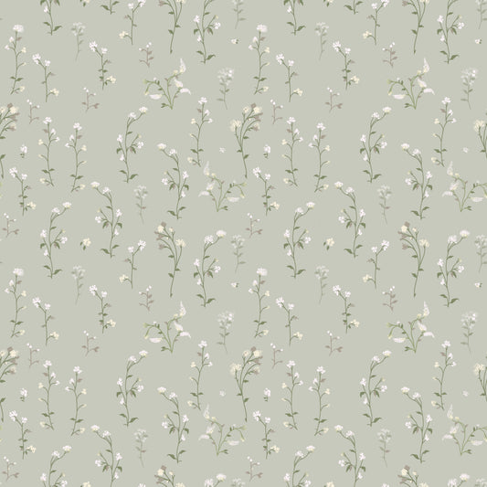 Soft Floral Meadow cottagecore white flowers Wallpaper⁠