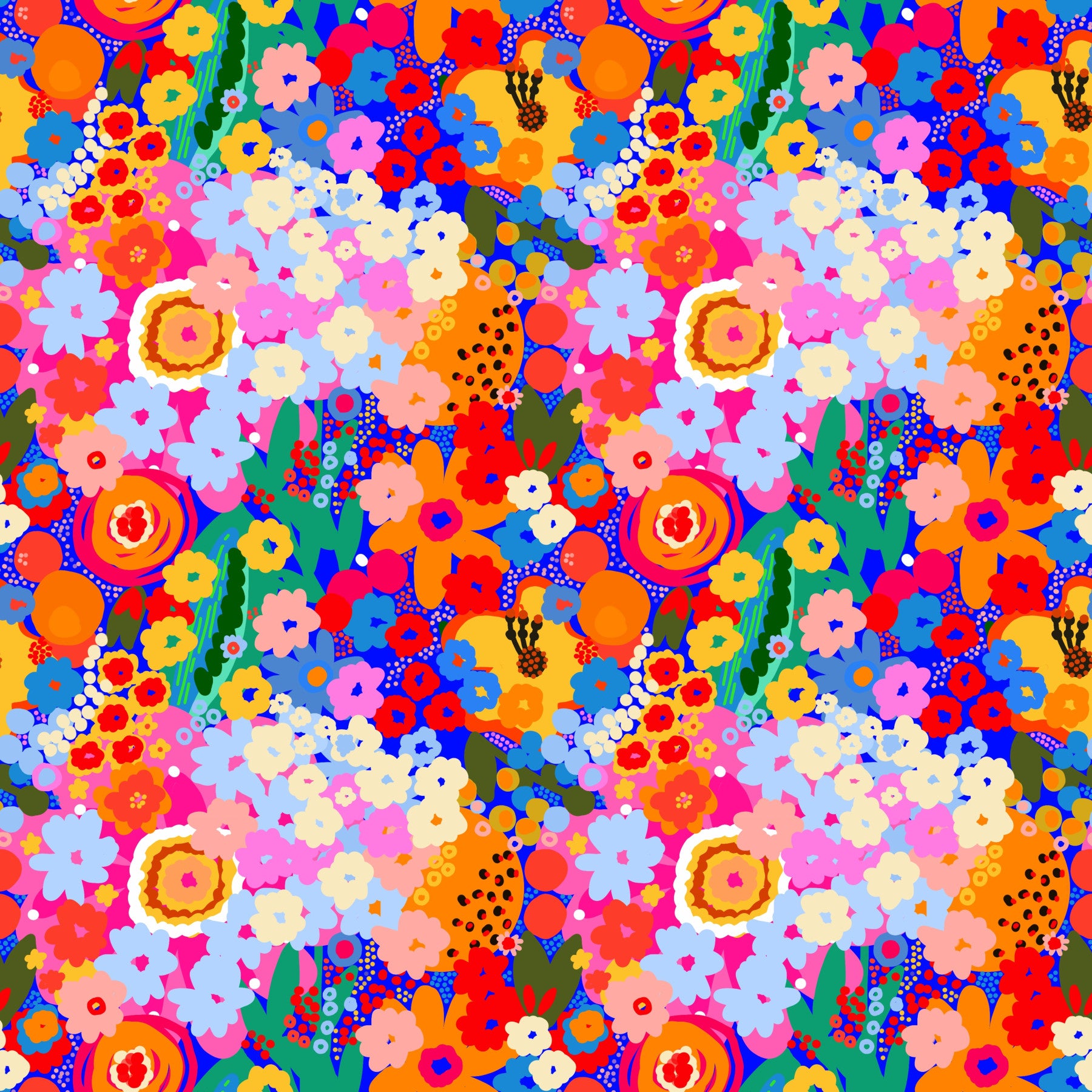 Retro Bloom Flower Fruit Burst Wallpaper⁠