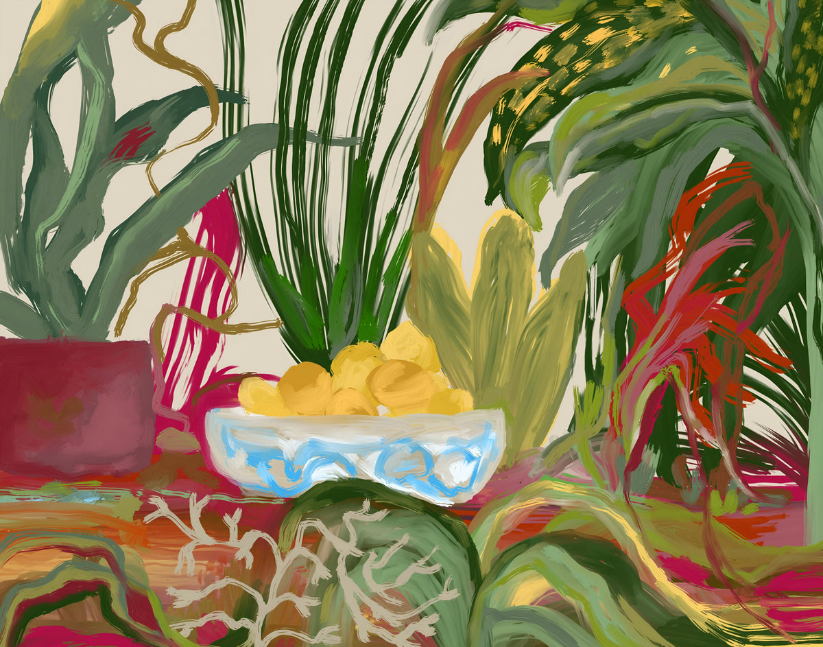 Abstract Eden Botanical still life lemons Wall Mural in your room