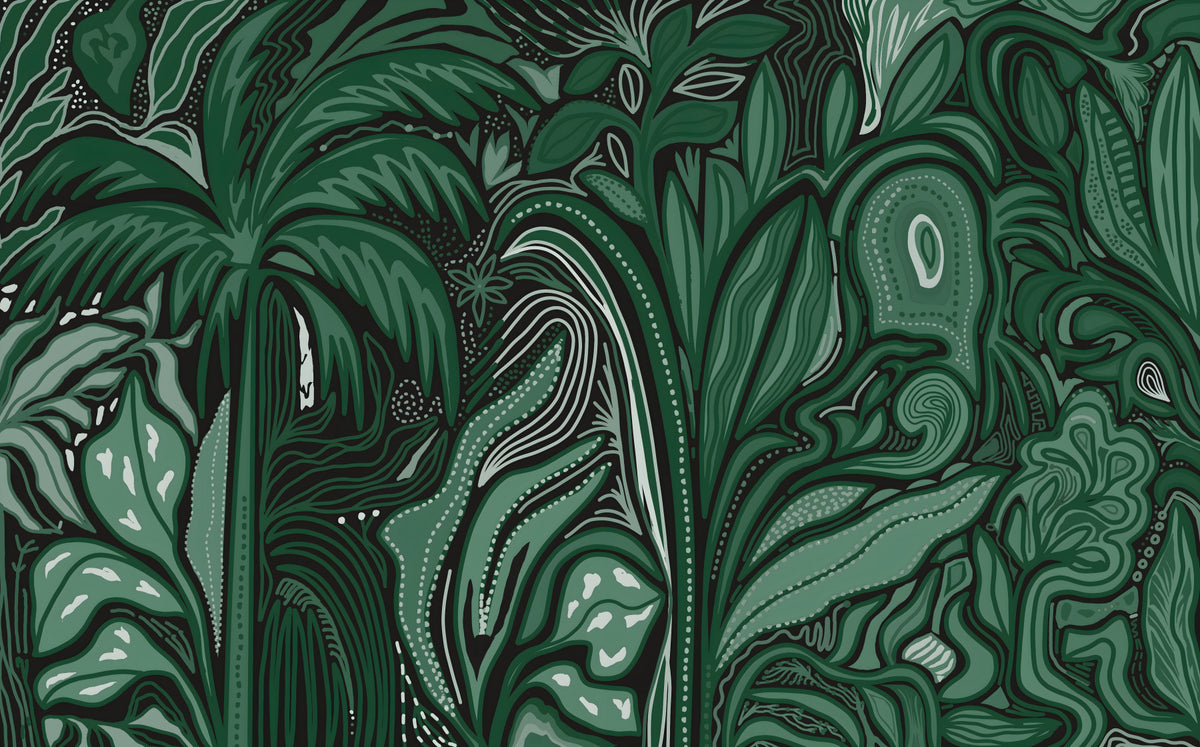 Emerald Canopy Jungle Noctiverdis Plants Wall Mural in your room — zoomed