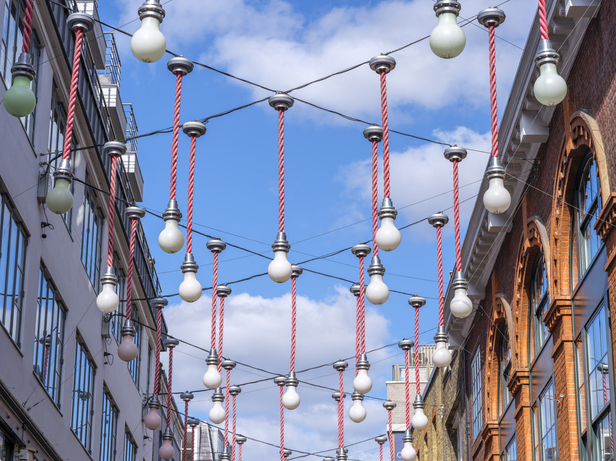 Urban Hanging Lights Wall Mural in your room — zoomed