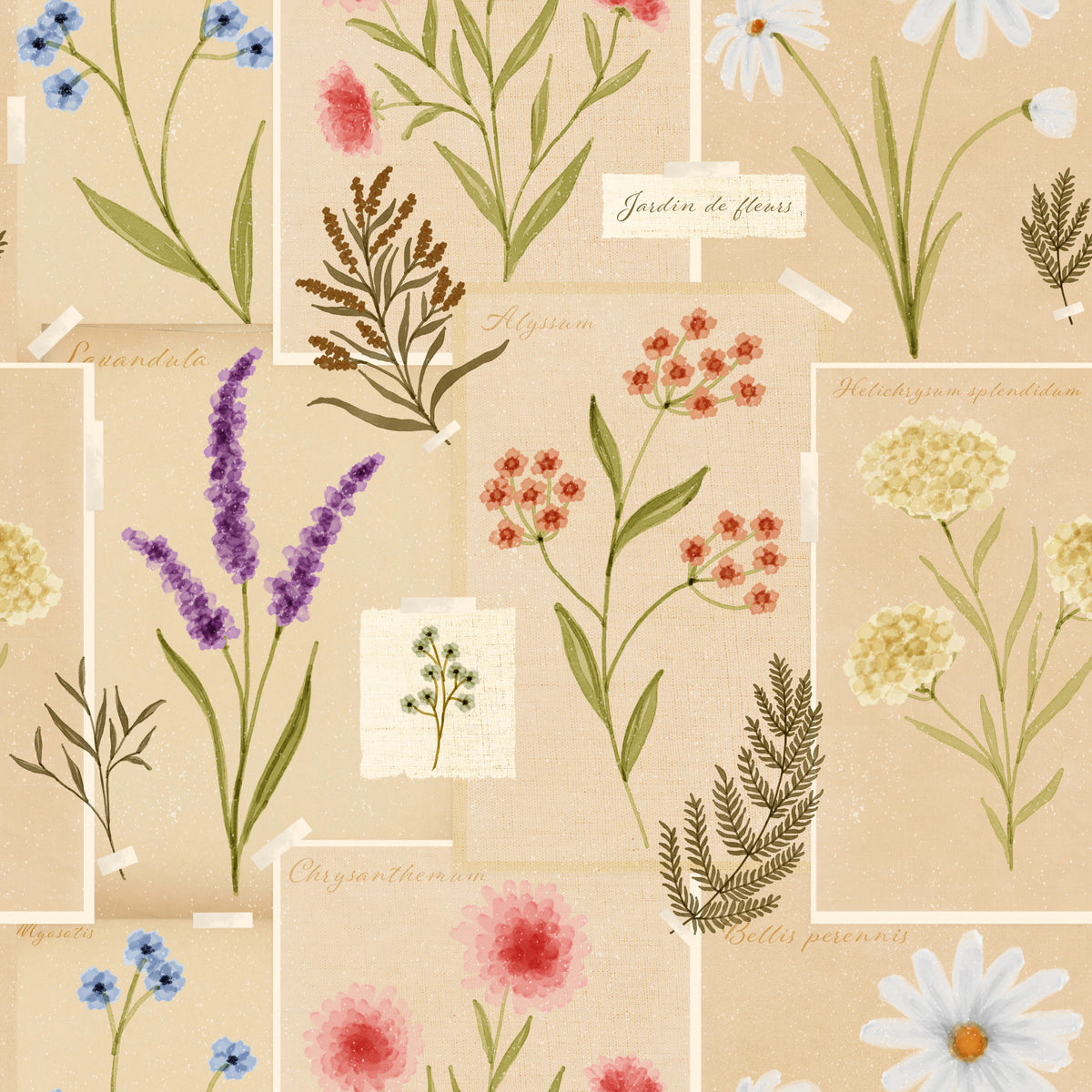 Jardin des Fleurs Collage Wallpaper⁠ in your room