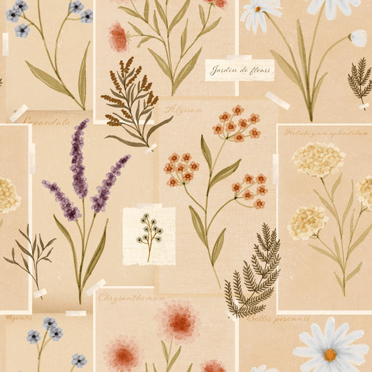 Jardin des Fleurs Collage Vintage Wallpaper⁠