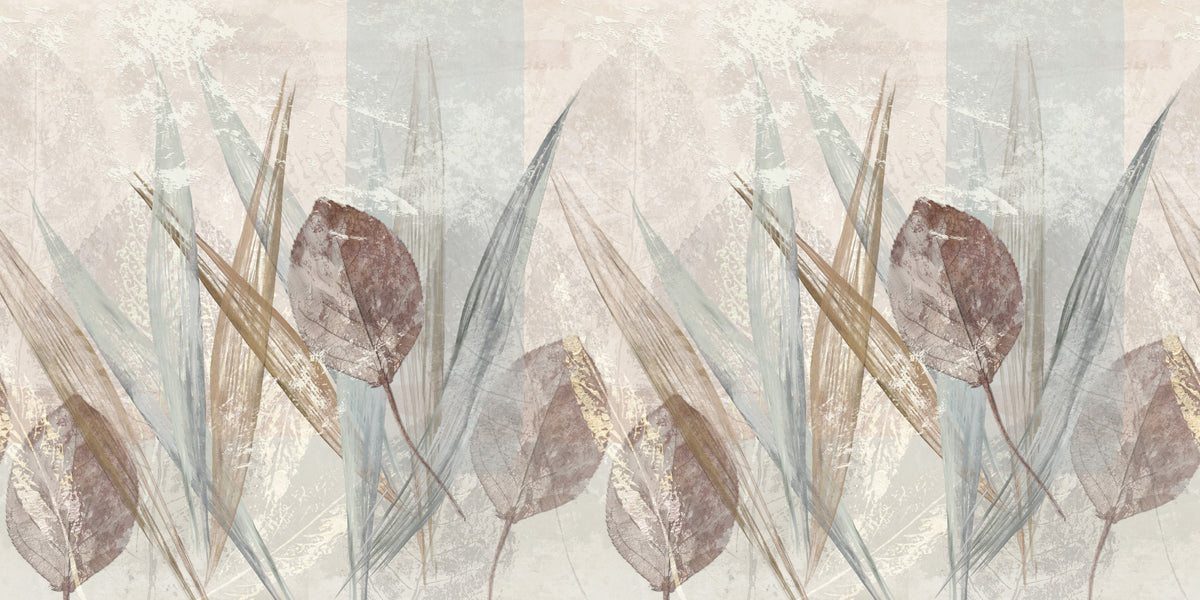 Ethereal Leaves Cream Wall Mural