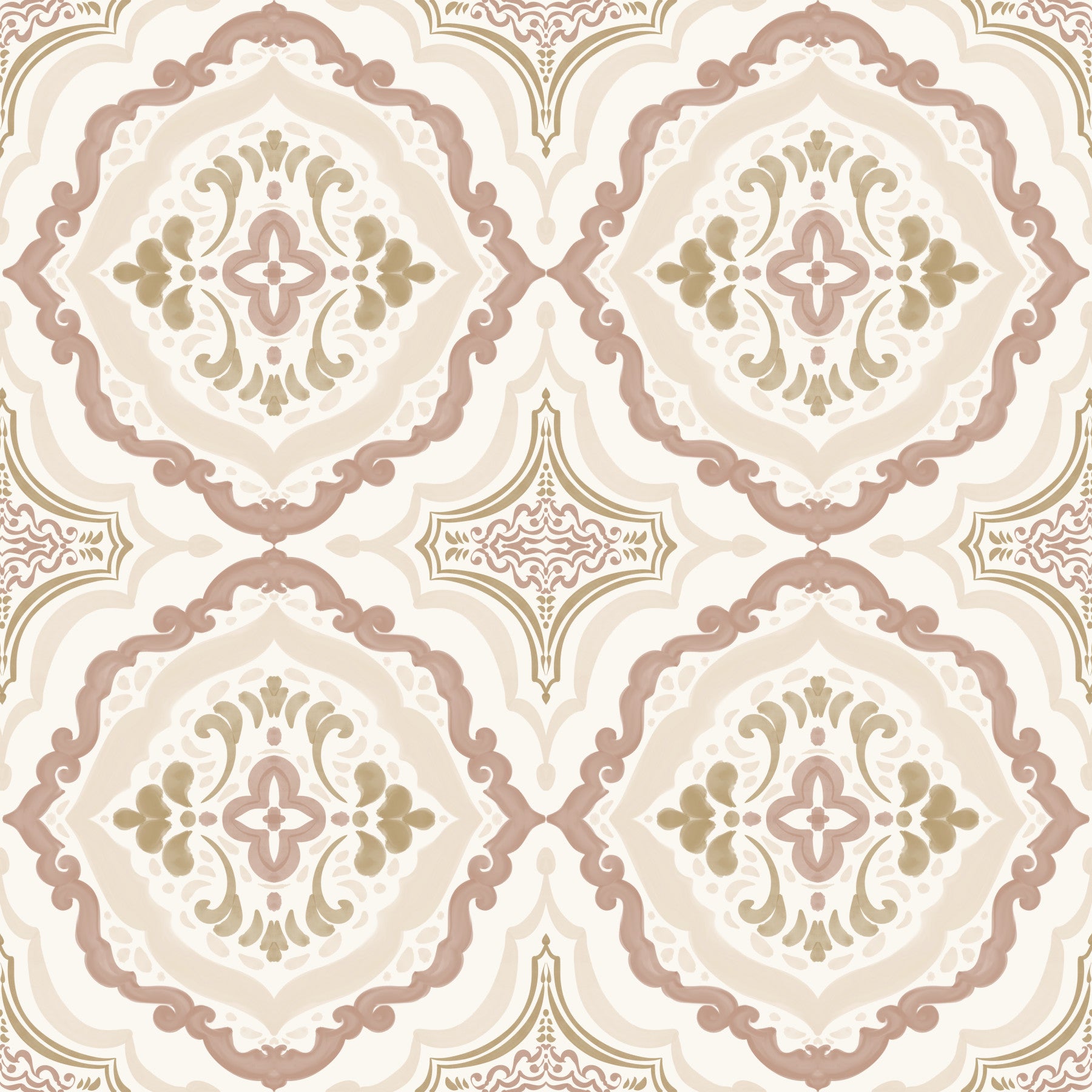 Soft Sienna Mediterranean Tile Wallpaper⁠