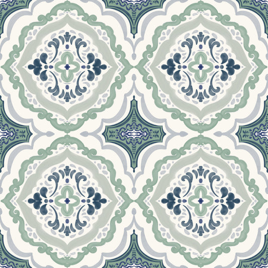Indigo Bloom Tiles Wallpaper⁠