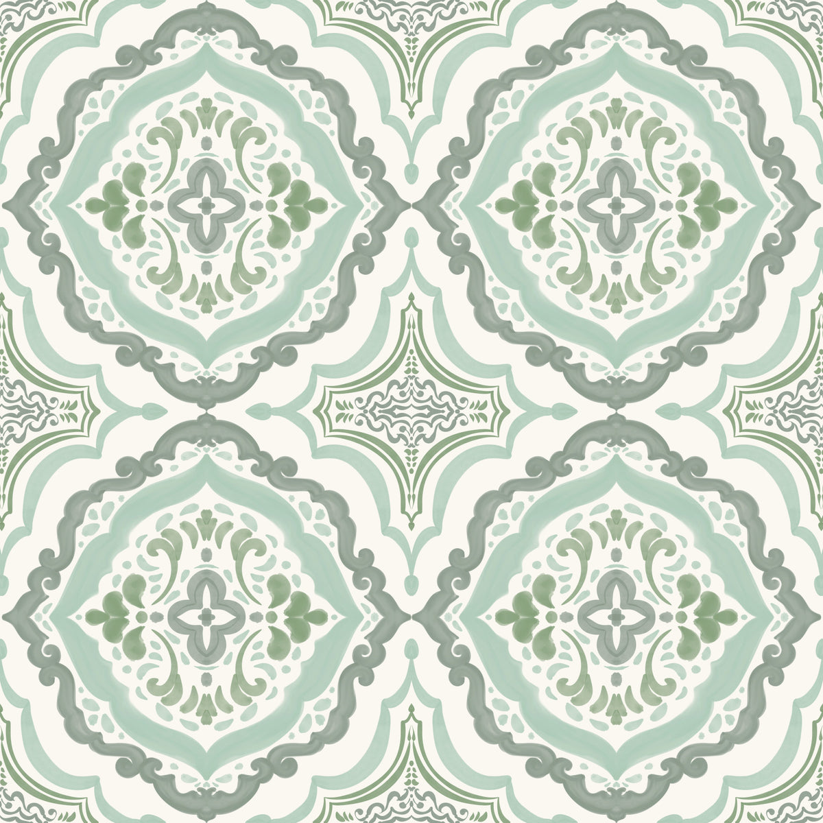Sage Bloom Tile Wallpaper⁠ in your room